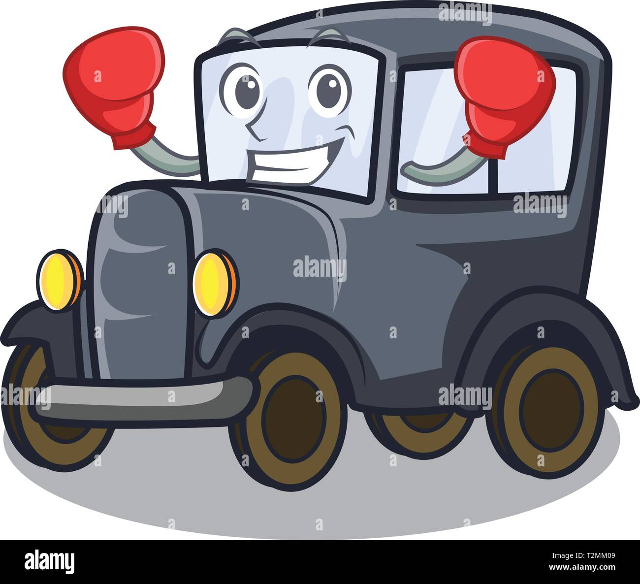 Boxing old car in the shape character vector illustration Stock Vector