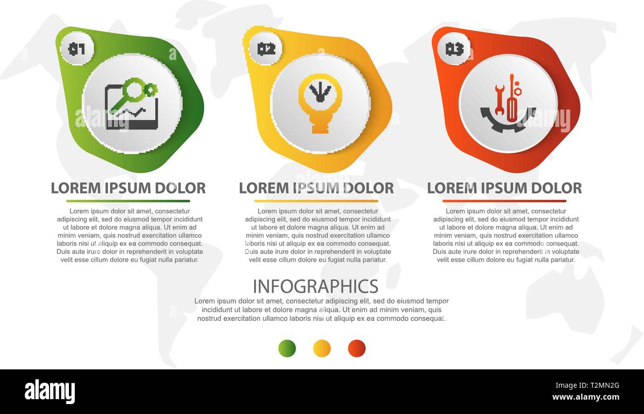 Modern 3D vector illustration. Circular infographic template with three ...