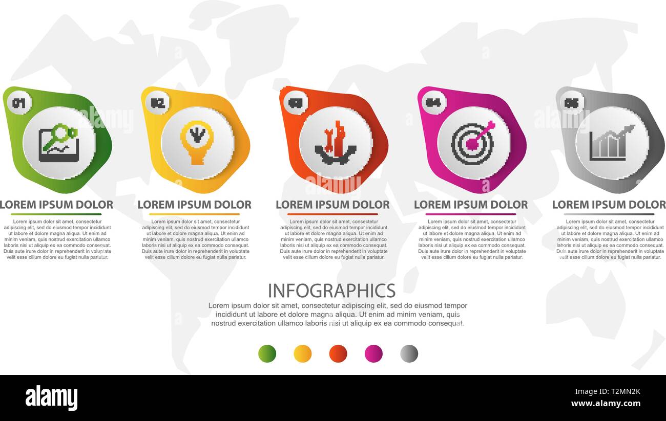 Modern 3D vector illustration. Circular infographic template with five ...