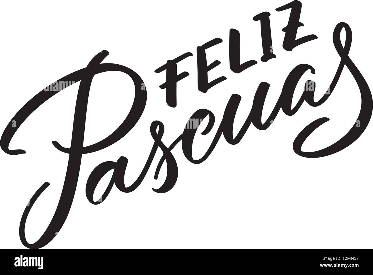 Feliz Pascuas - Easter greetings on Spanish vector typography, calligraphy, lettering, hand-writing. Composition in one color. For banner, label, tag, Stock Vector