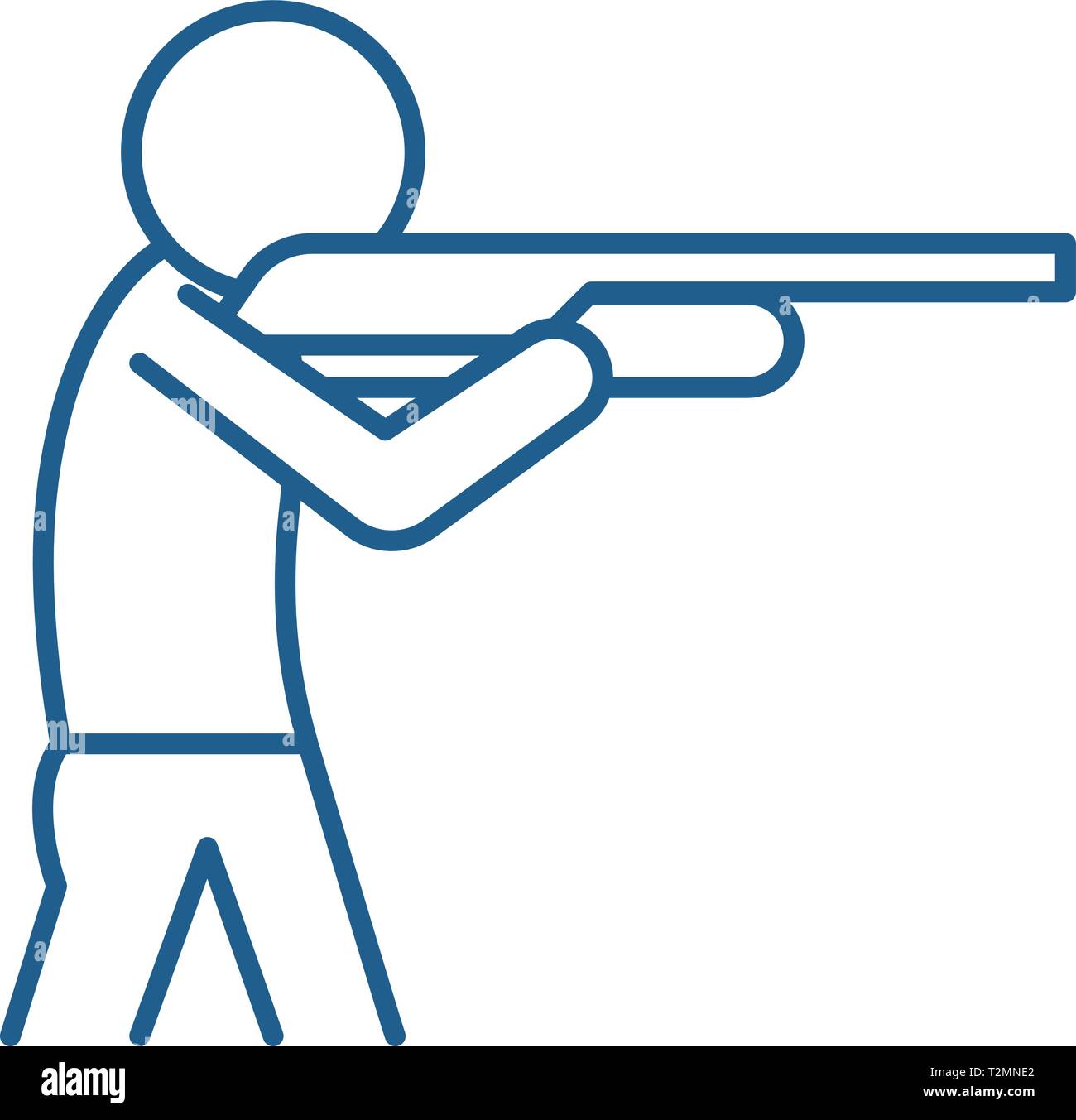 Shooting a gun line concept icon. Shooting a gun flat vector website ...