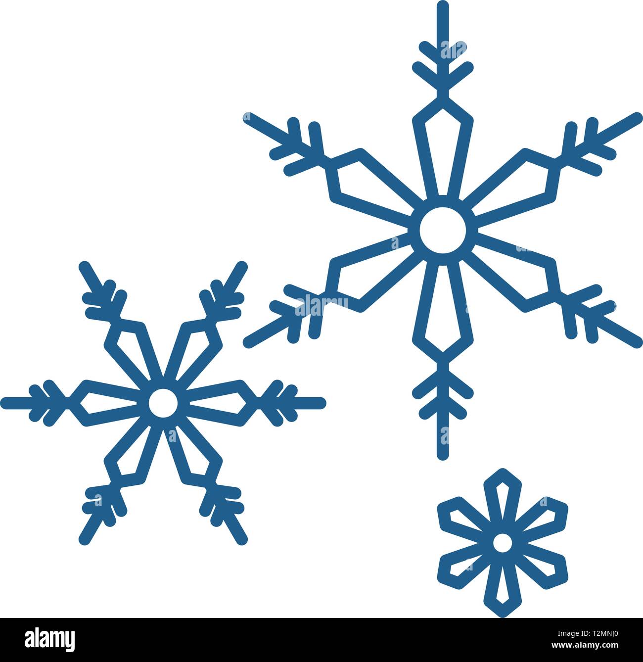 Snowflakes line concept icon. Snowflakes flat vector website sign ...