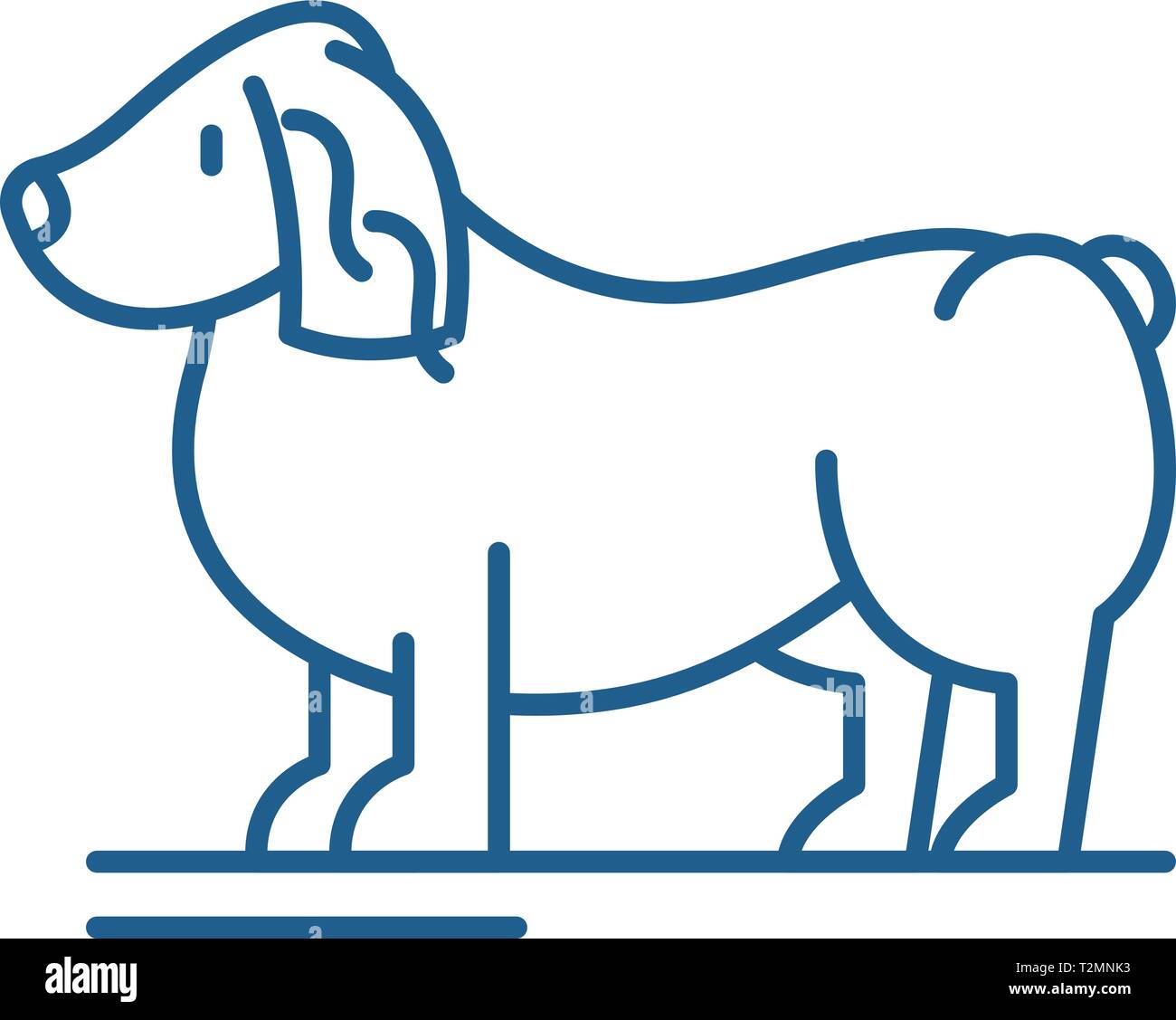 Spaniel line concept icon. Spaniel flat vector website sign, outline ...