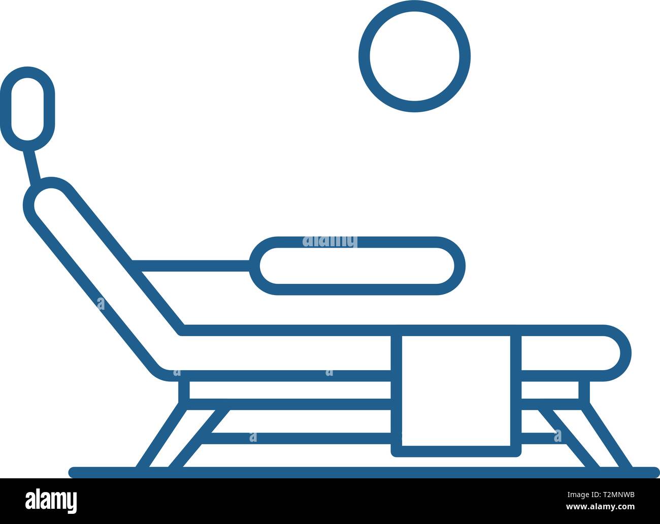 Sunbed on the beach line concept icon. Sunbed on the beach flat vector ...
