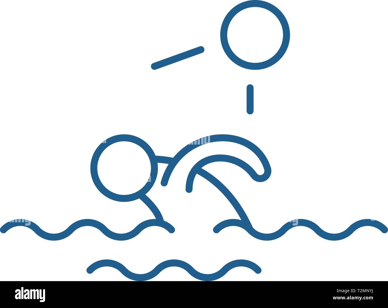 Swimming line concept icon. Swimming flat vector website sign, outline