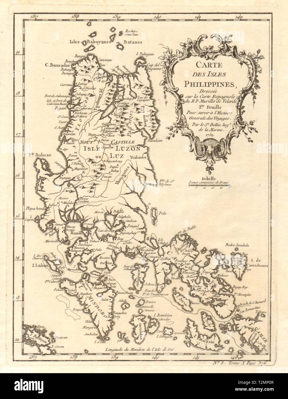 'Carte des Isles Philippines 1re feuille'. North. Luzon Mindoro. BELLIN 1752 map Stock Photo