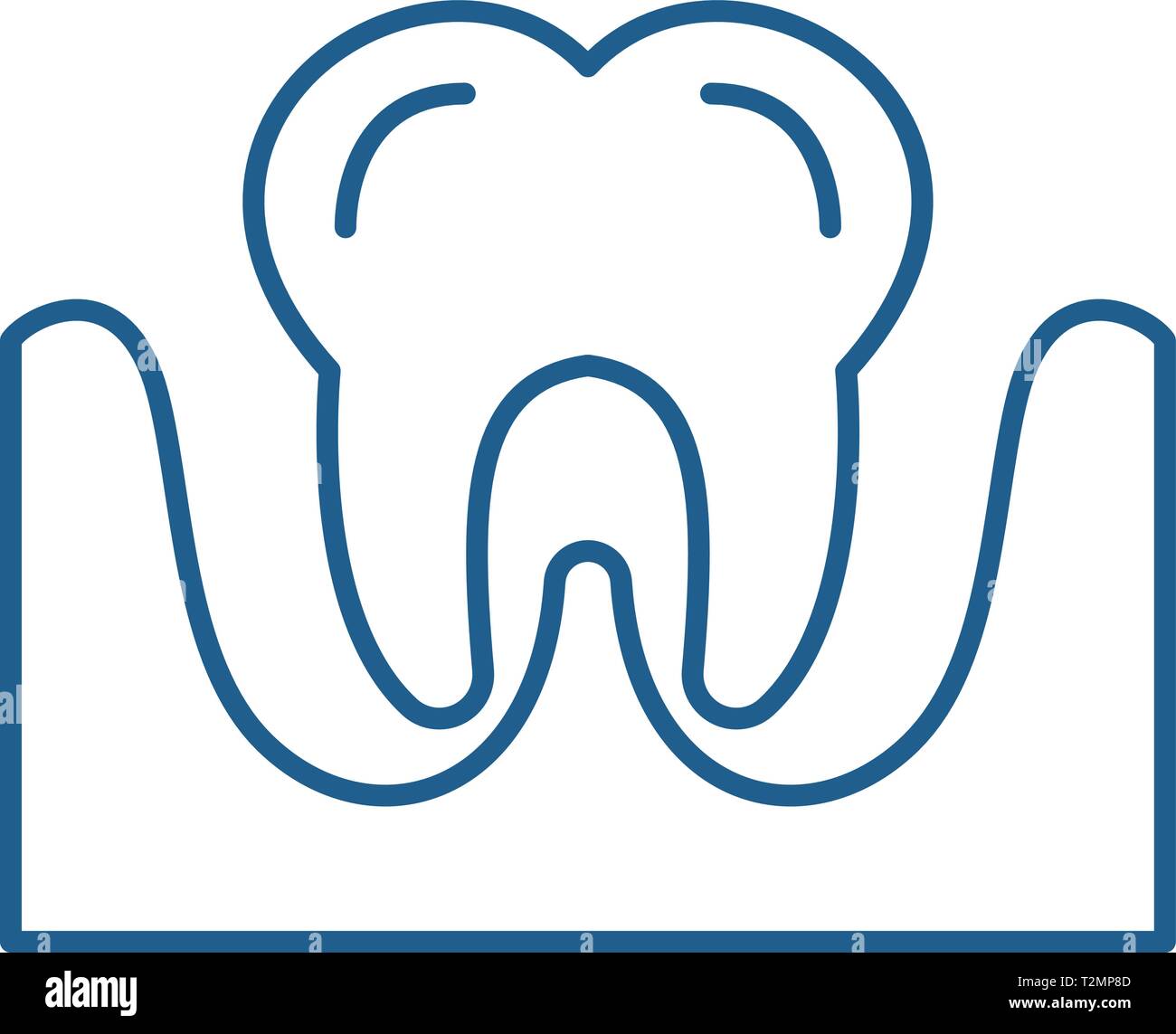 Tooth line concept icon. Tooth flat vector website sign, outline symbol ...