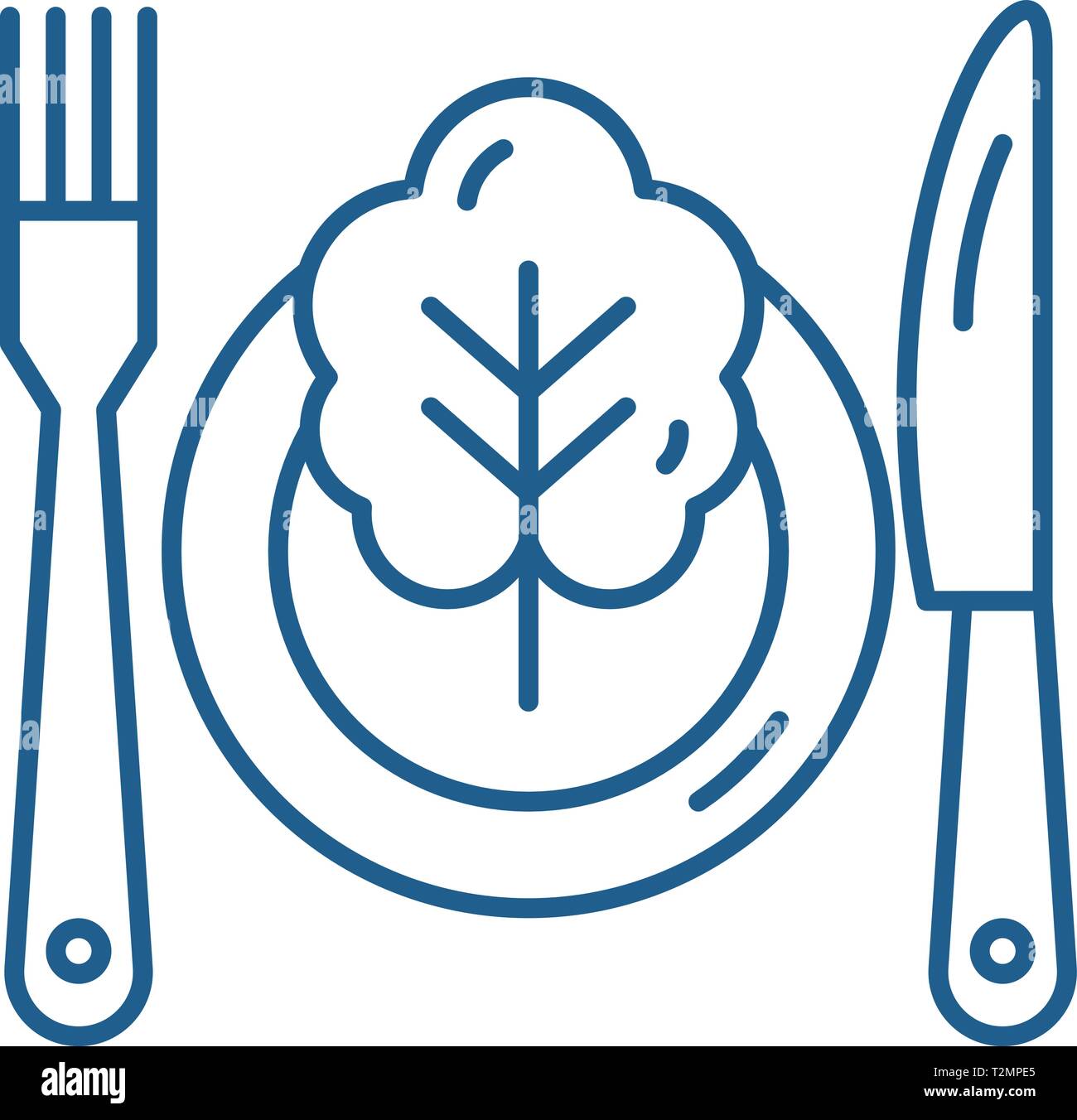 Vegetarian menu line concept icon. Vegetarian menu flat vector website ...