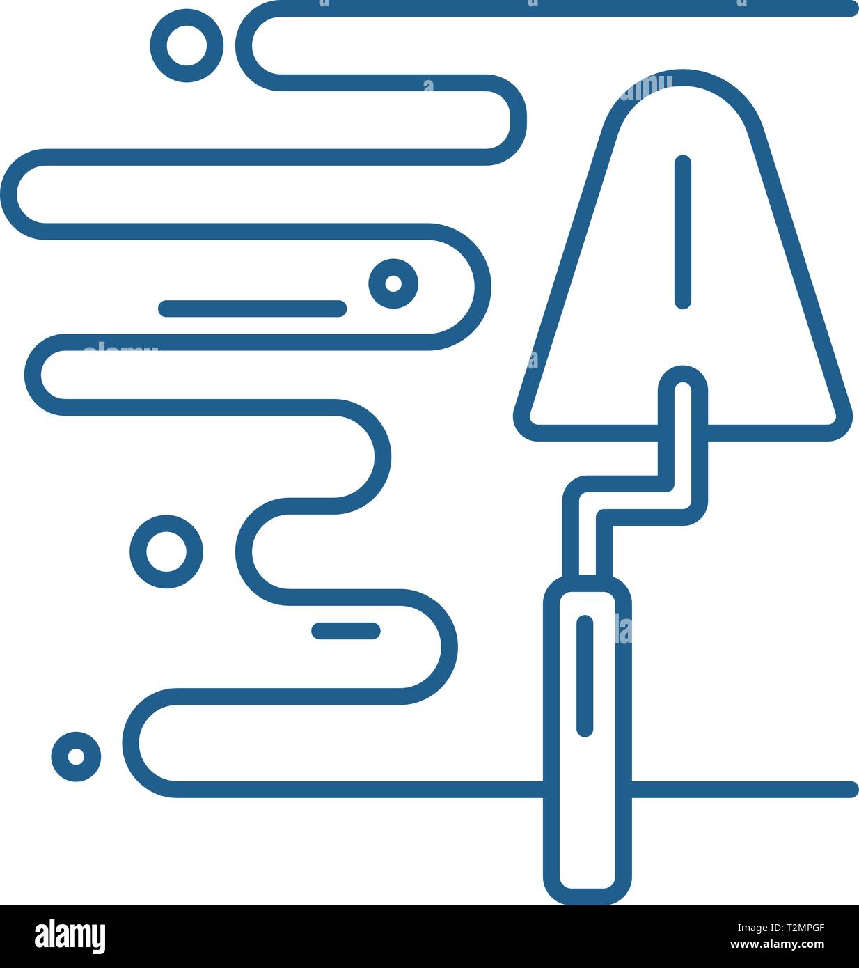 Wall plaster line concept icon. Wall plaster flat vector website sign ...