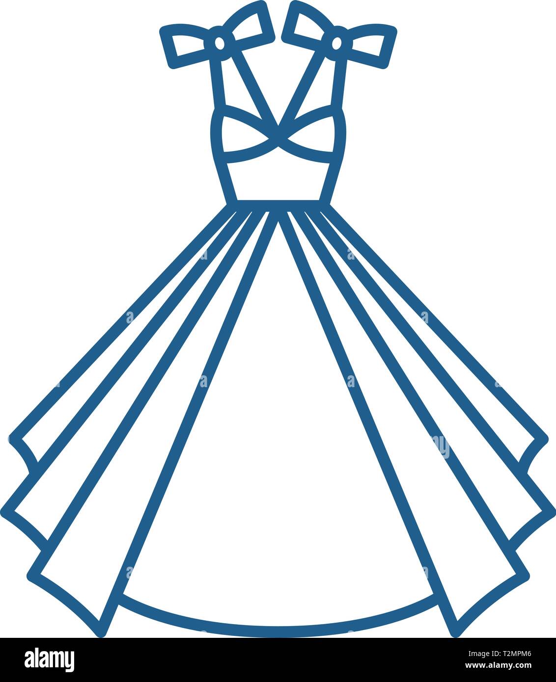Wedding Dress Line Concept Icon Wedding Dress Flat Vector Website