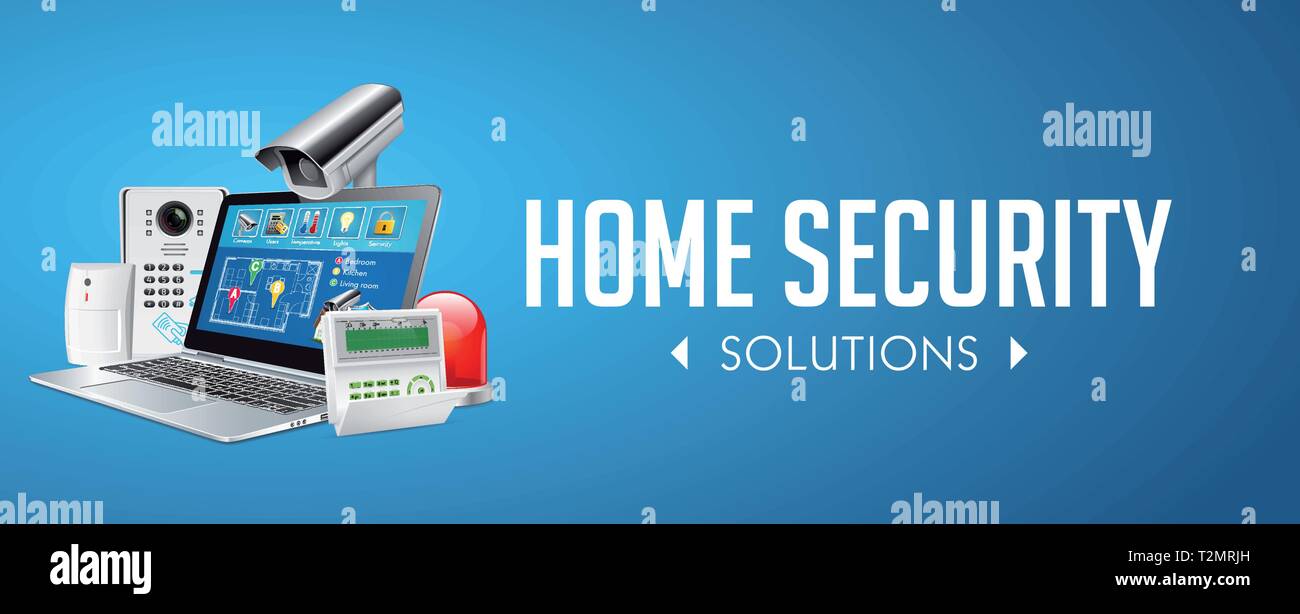 Access control system - Alarm zones - security system concept - website banner Stock Vector