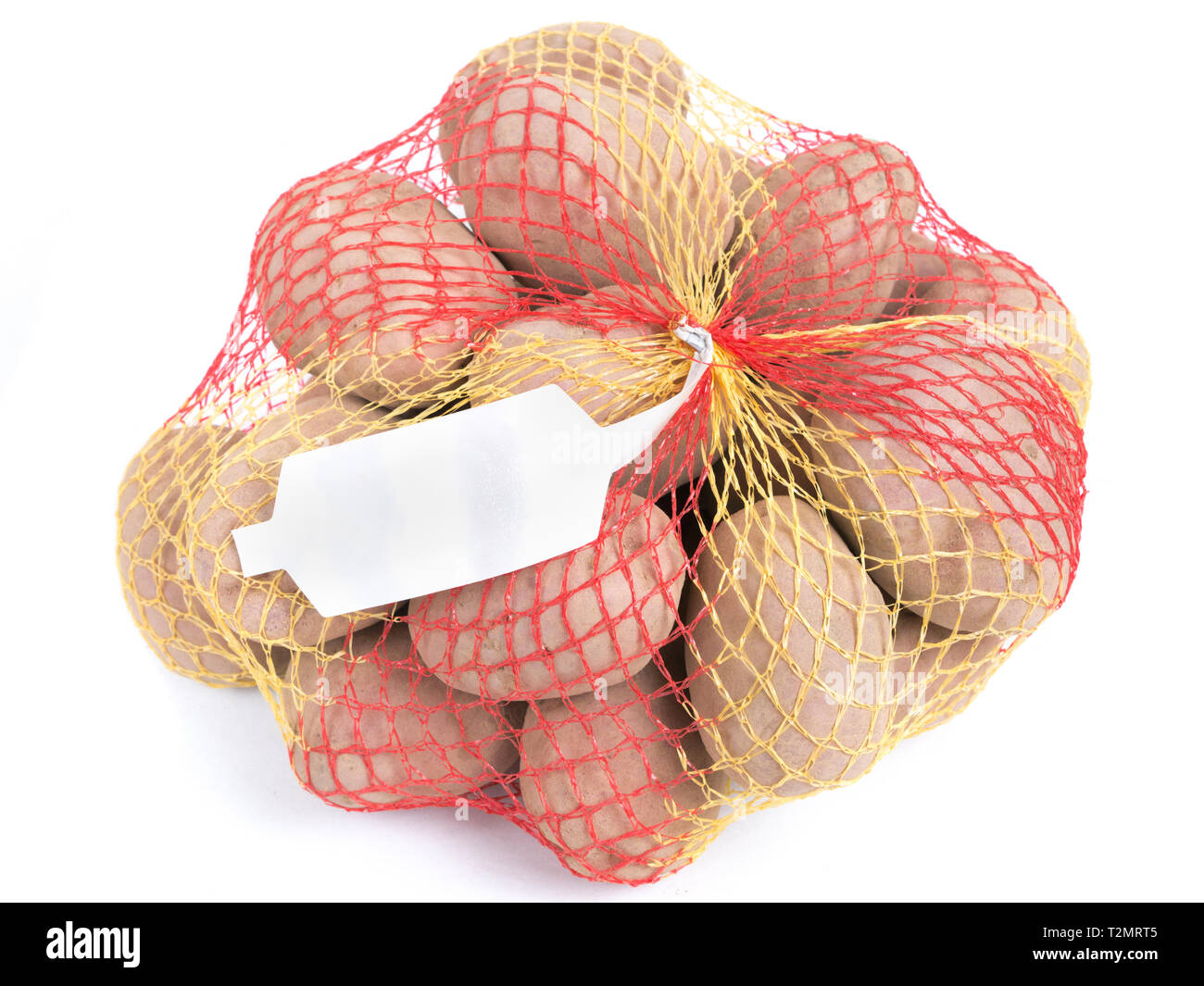 Download Ripe Potatoes In String Bag Isolated Potato In Yellow Plastic Mesh Sack Isolated On White Background Stock Photo Alamy PSD Mockup Templates