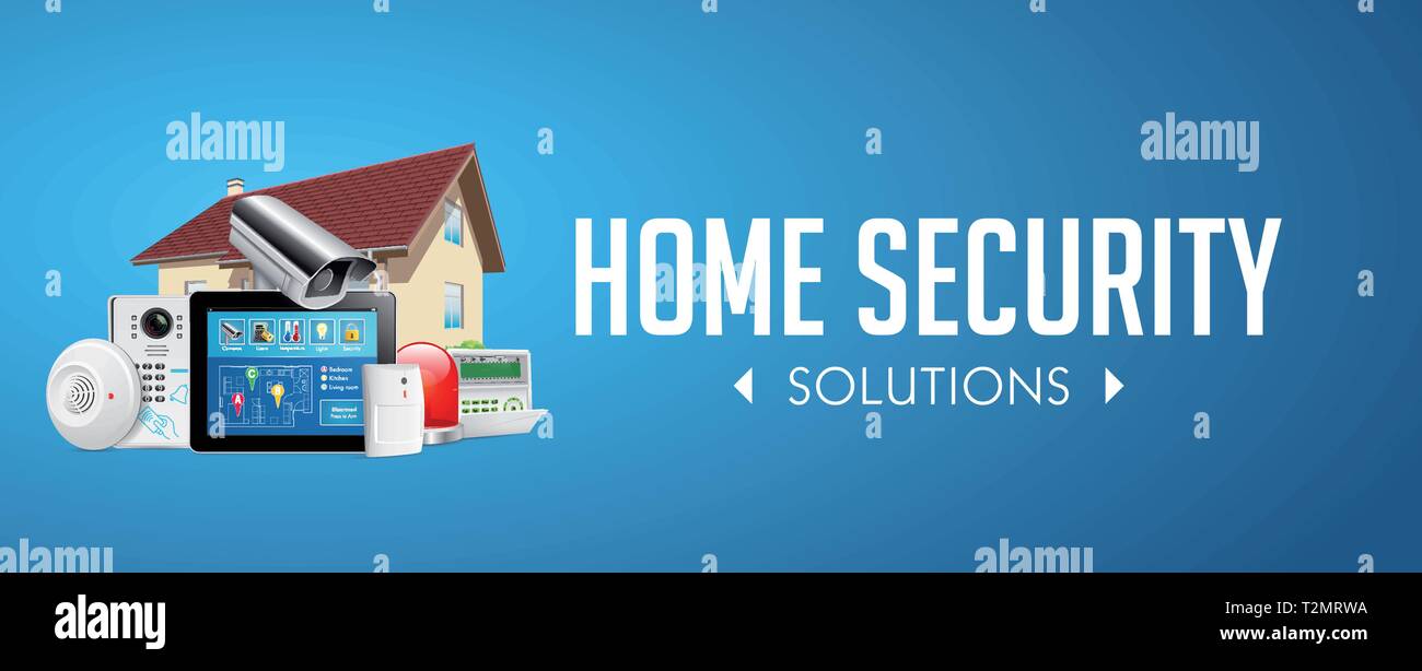 Access control system - Alarm zones - security system concept - website banner Stock Vector