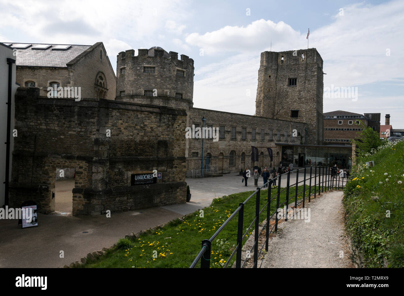 The Oxford Castle-unlocked and probably Oxford's oldest Saxon tower, St. George’s tower and goal in Oxford, Britain.  The 12th or early 13th century m Stock Photo
