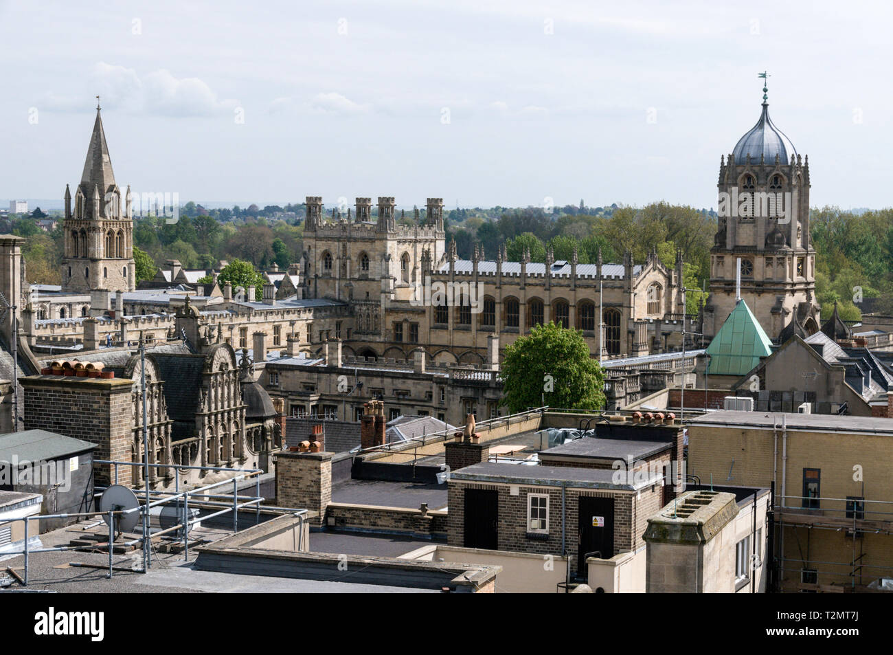Left to right is the Oxford Cathedral tower, Christ Church College and the Christ Church Bell Tower in Oxford, Britain Stock Photo