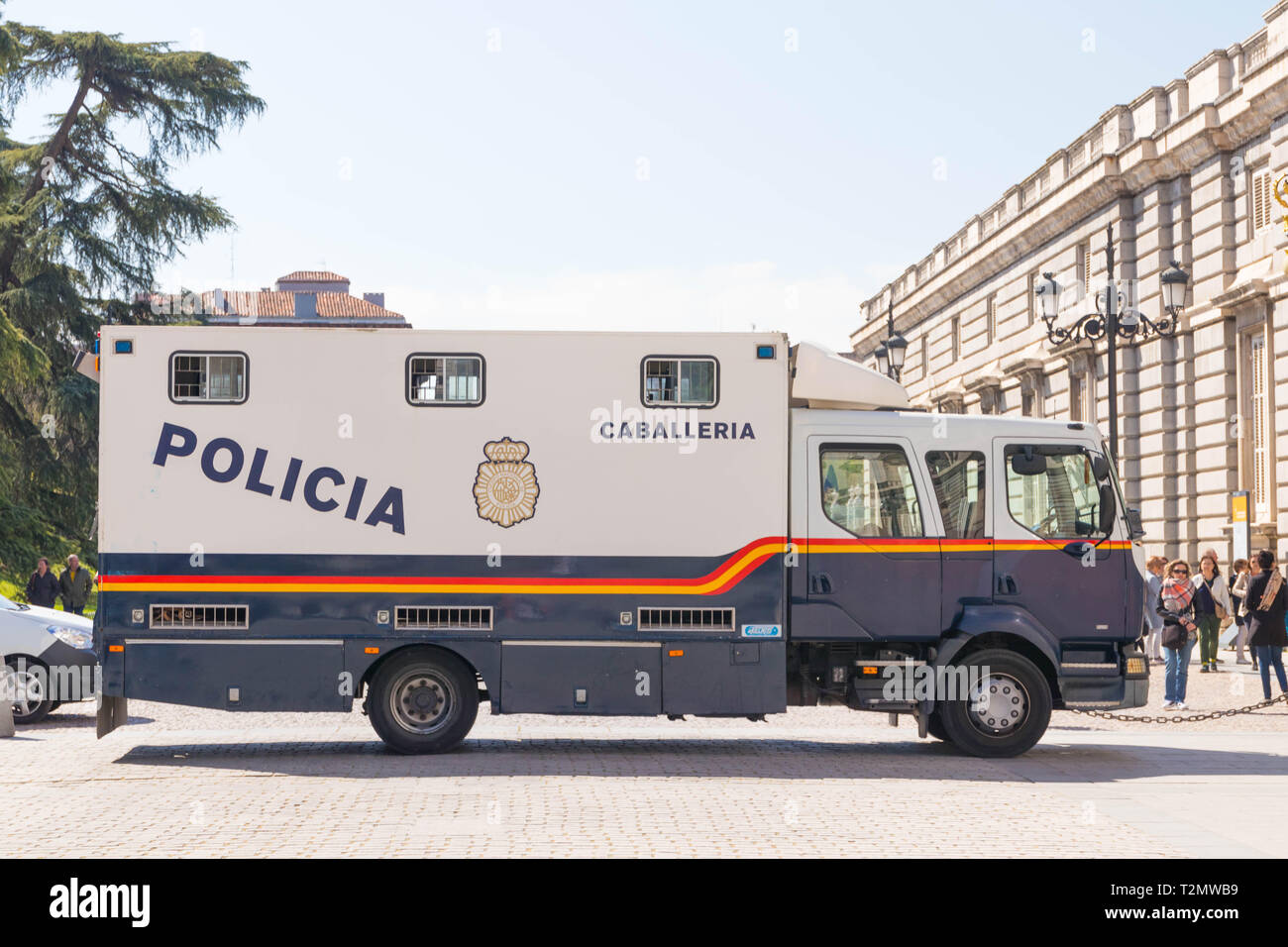 Police car near the royal palace in Madrid Spain Stock Photo Alamy