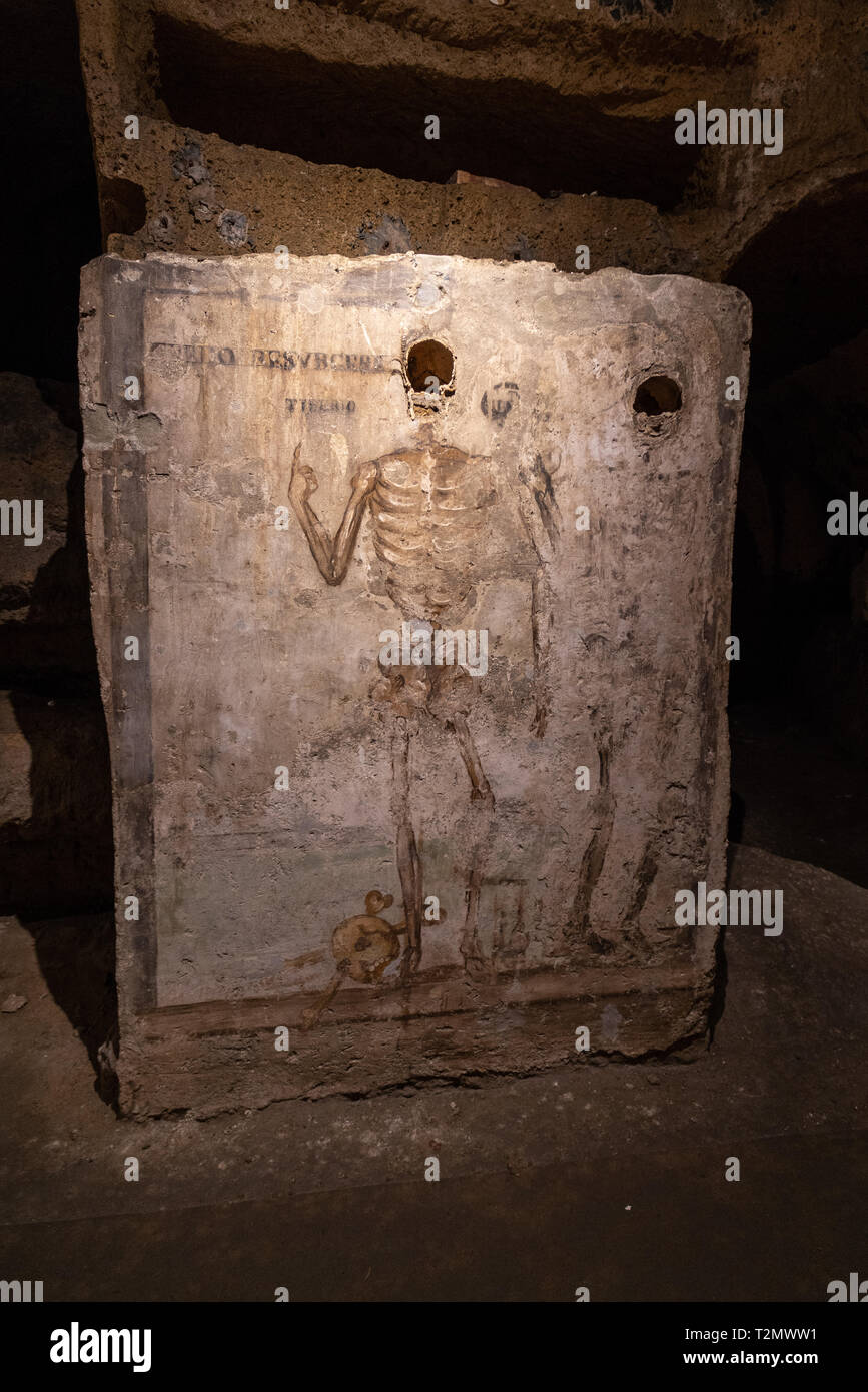 Affreschi nelle catacombe di San Gaudioso, Napoli Stock Photo