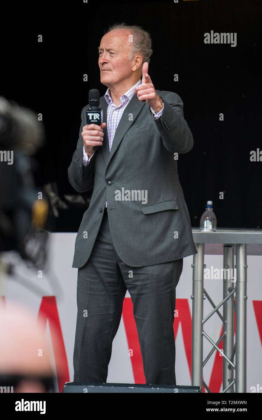 Alan Craig, speaking at the UKIP rally on March 29th 2019 along Parliament Street, Westminster, London Stock Photo