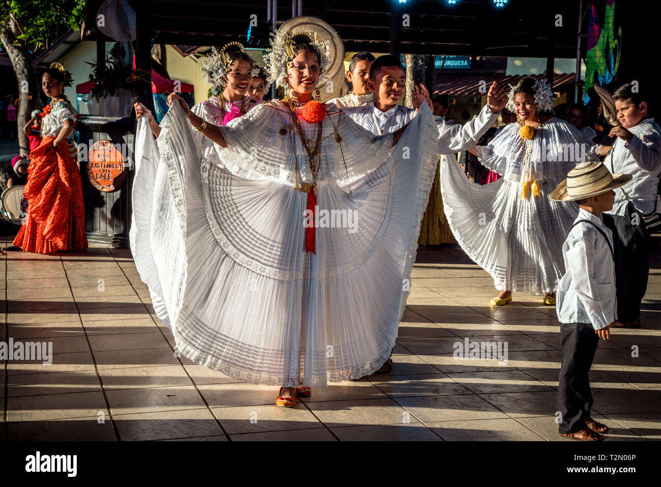 Traditional Dance at the Boquete Chiriqui Panama Flower and coffee Fair Stock Photo