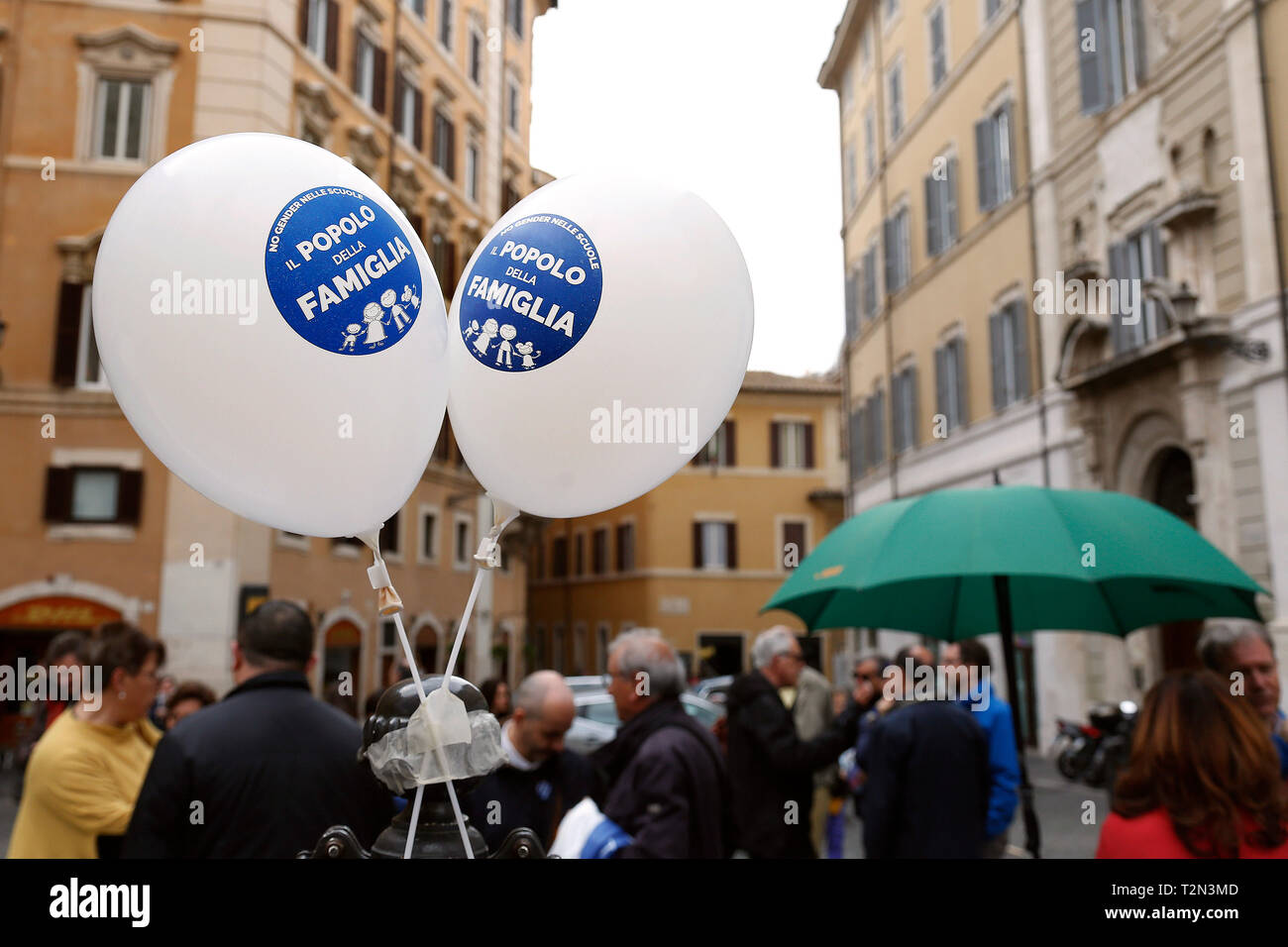 Rome April 4th 2019. Demonstration of the People of Family. People of Family is a social conservative political movement in Italy. photo di Samantha Zucchi/Insidefoto Stock Photo