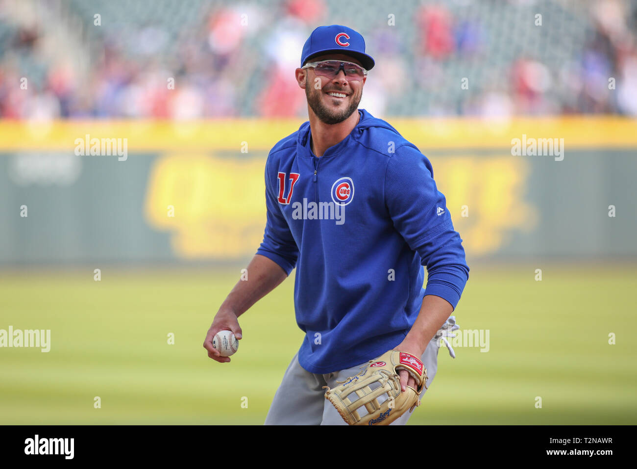Atlanta, GA, USA. 3rd Apr, 2019. Chicago Cubs third baseman Kris Bryant