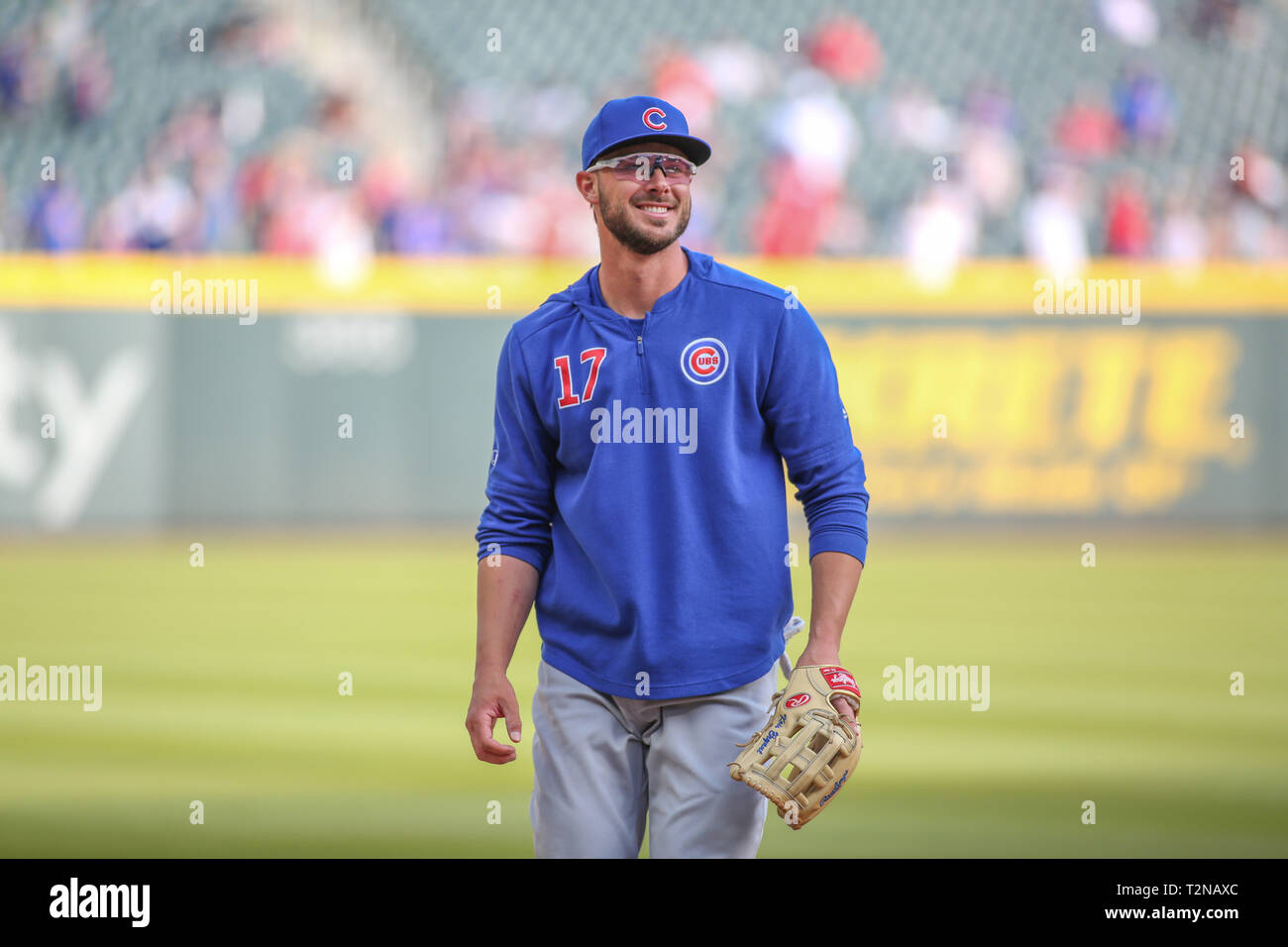 Atlanta, GA, USA. 3rd Apr, 2019. Chicago Cubs third baseman Kris Bryant
