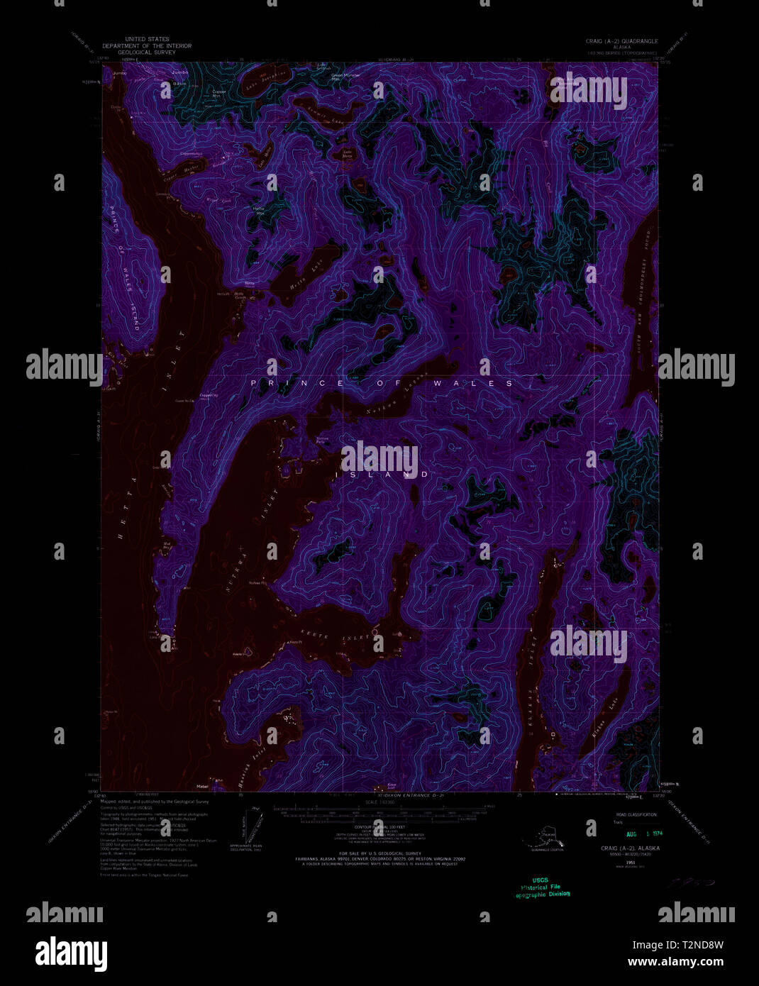 USGS TOPO Map Alaska AK Craig A 2 - Usgs Topo Map Alaska Ak Craig A 2 355240 1951 63360 Inverted Restoration T2ND8W 