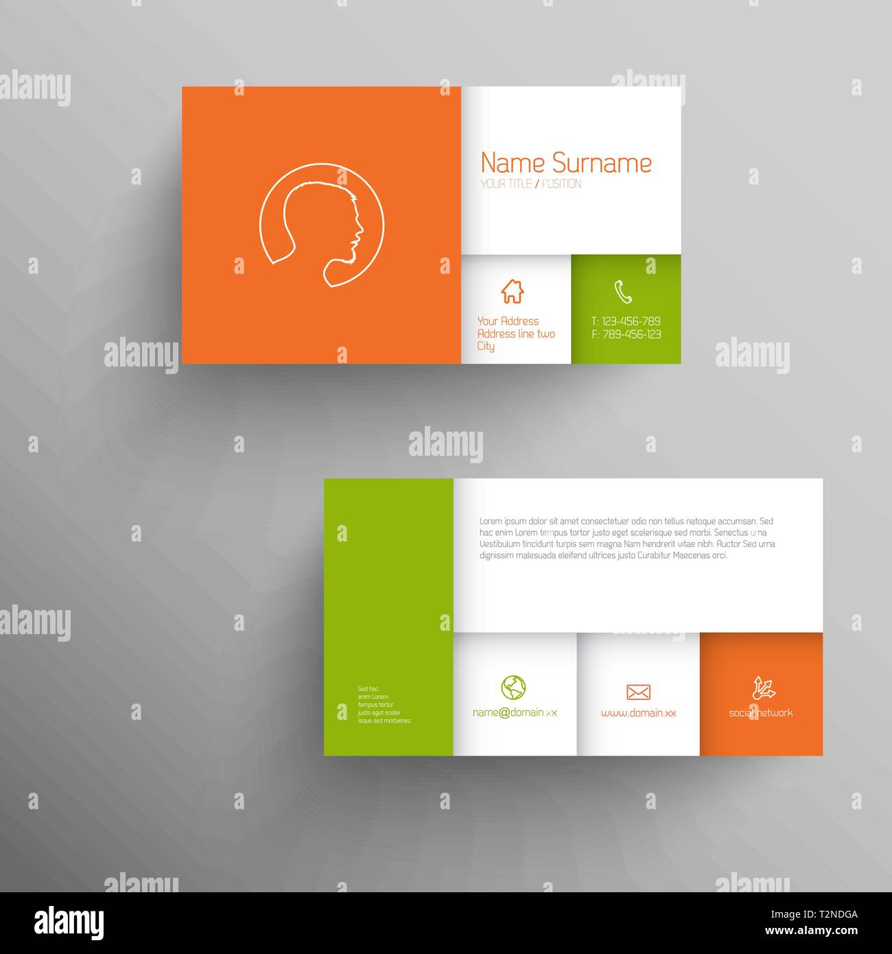 Modern simple business card template with flat mobile user interface Stock Vector