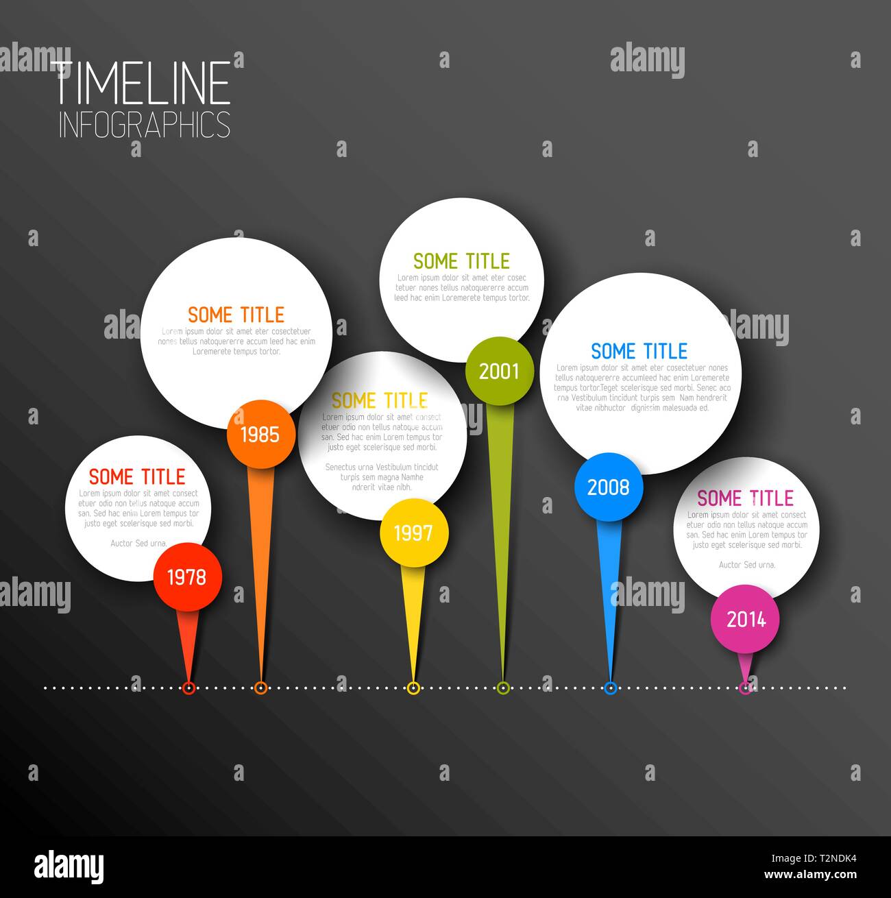 Vector dark horizontal Infographic timeline report template with icons ...