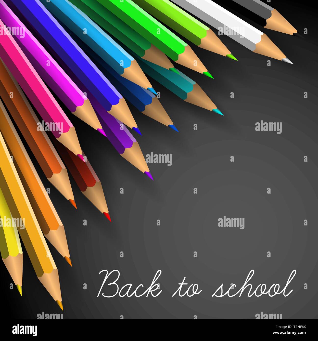 Vector Back to school poster - colorful crayons on white paper Stock ...