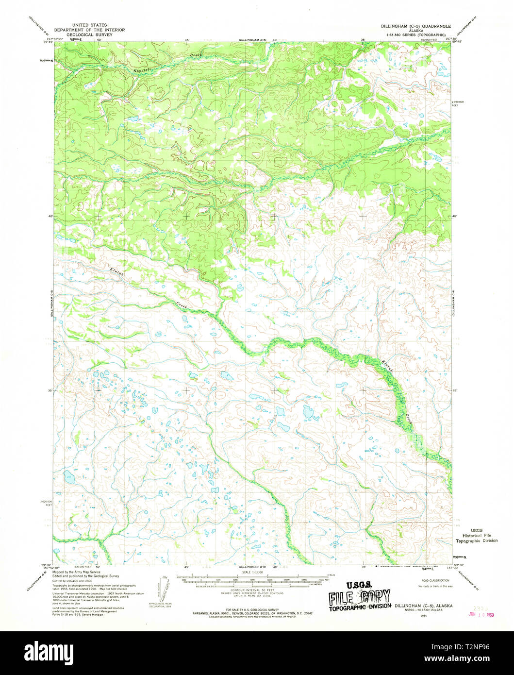 USGS TOPO Map Alaska AK Dillingham - Usgs Topo Map Alaska Ak Dillingham C 5 355434 1954 63360 Restoration T2NF96 