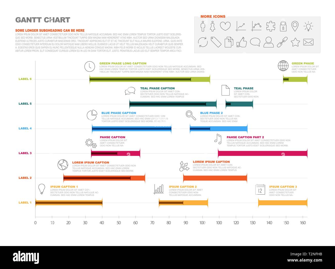 Vector project timeline graph - gantt progress chart of project Stock Vector