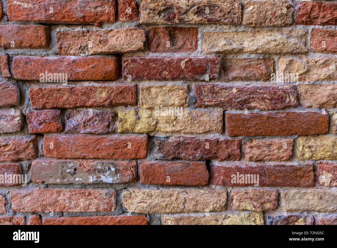Old red brick wall texture background Stock Photo