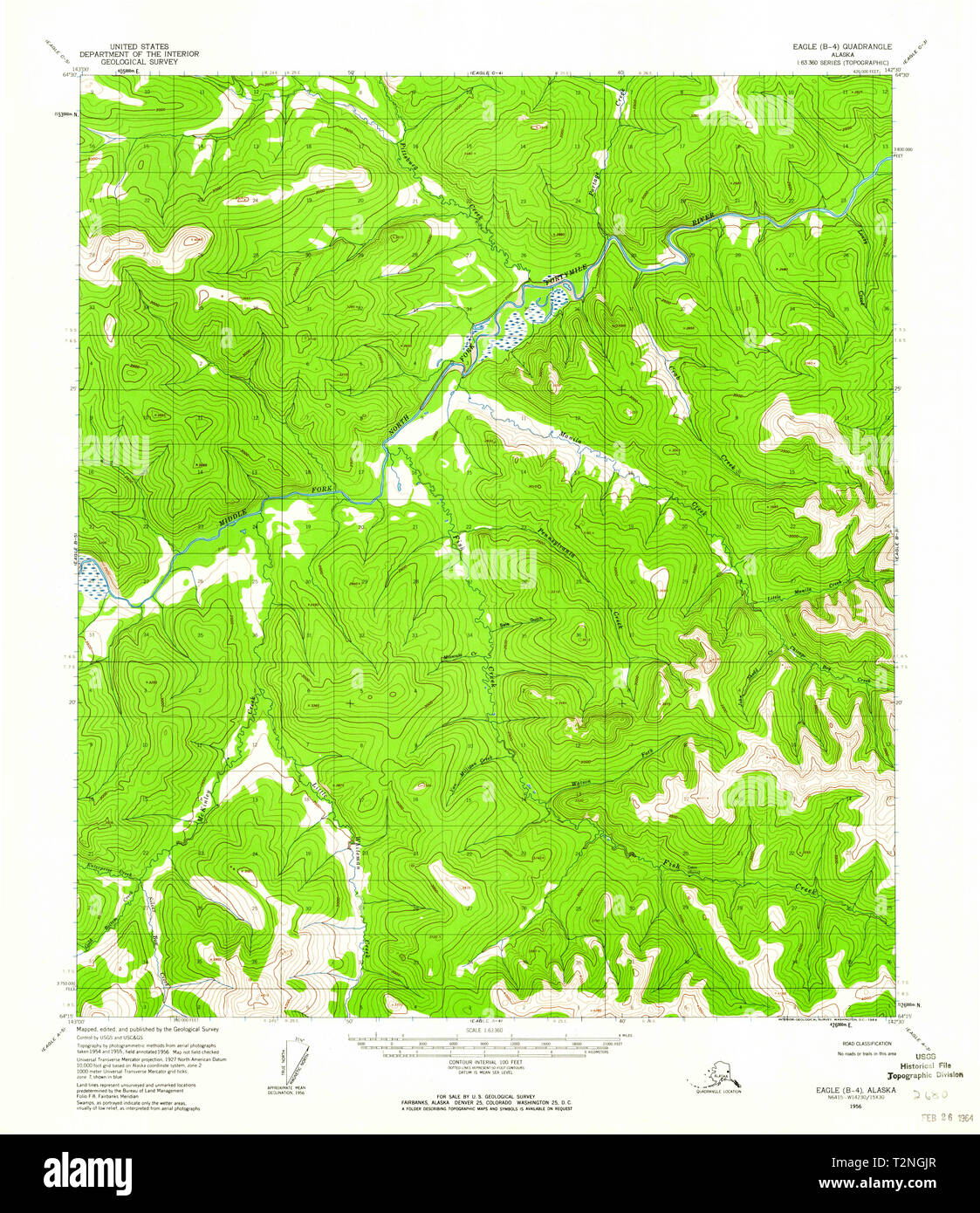 USGS TOPO Map Alaska AK Eagle B 4 - Usgs Topo Map Alaska Ak Eagle B 4 355493 1956 63360 Restoration T2NGJR 
