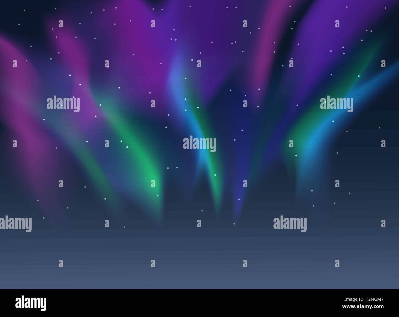 Vector Aurora Borealis Background Of Night Starry Sky And Purple Pink And Blue Synthwave Style Northern Lights Stock Vector Image Art Alamy