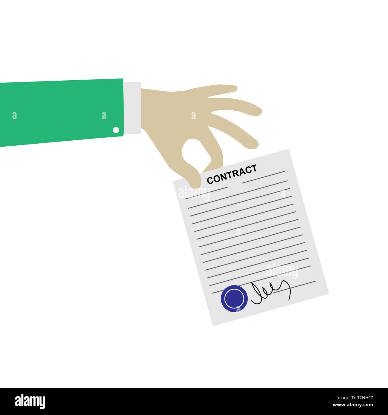 Hand holds the fingers contract, flat design Stock Vector