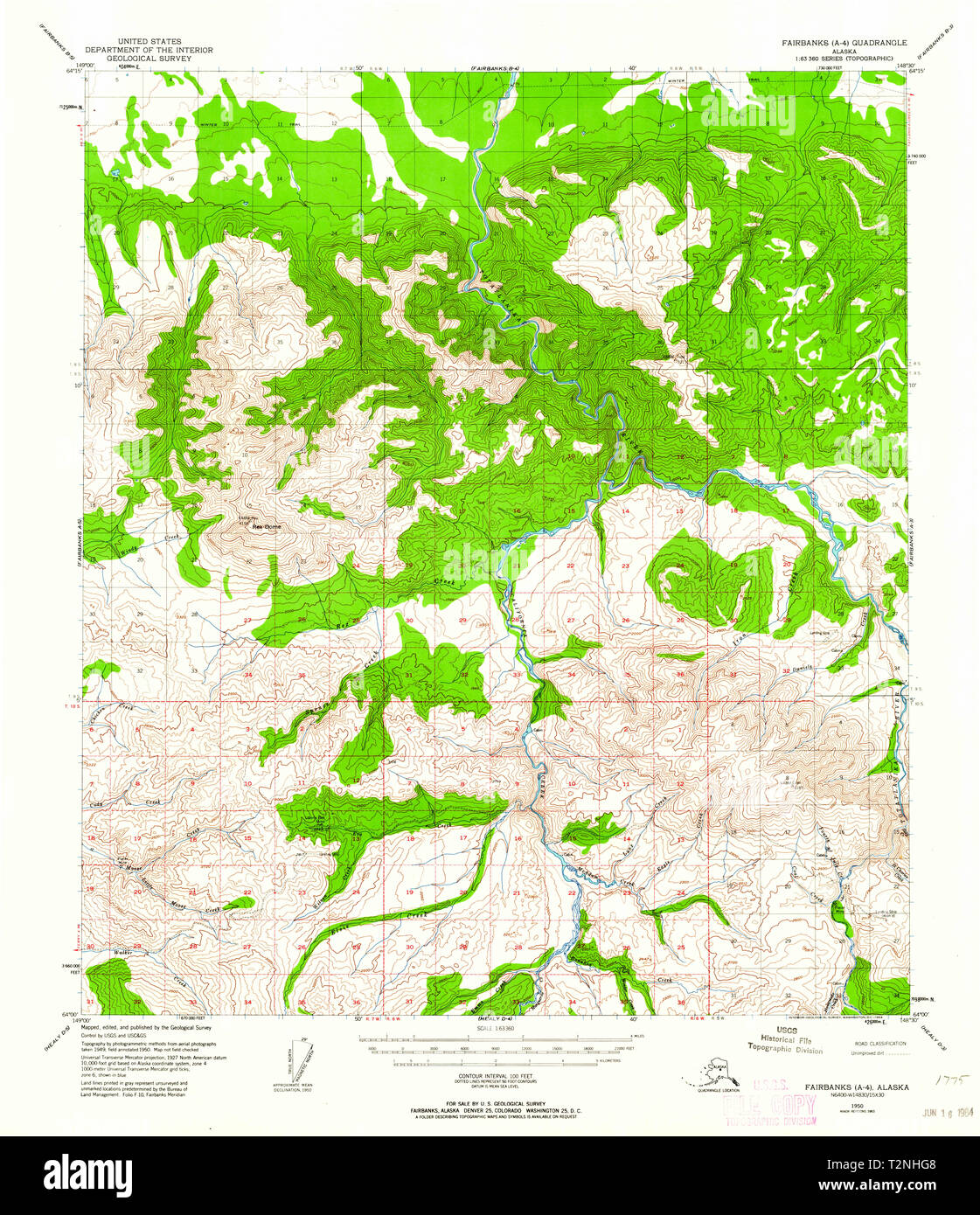 USGS TOPO Map Alaska AK Fairbanks - Usgs Topo Map Alaska Ak Fairbanks A 4 355534 1950 63360 Restoration T2NHG8 