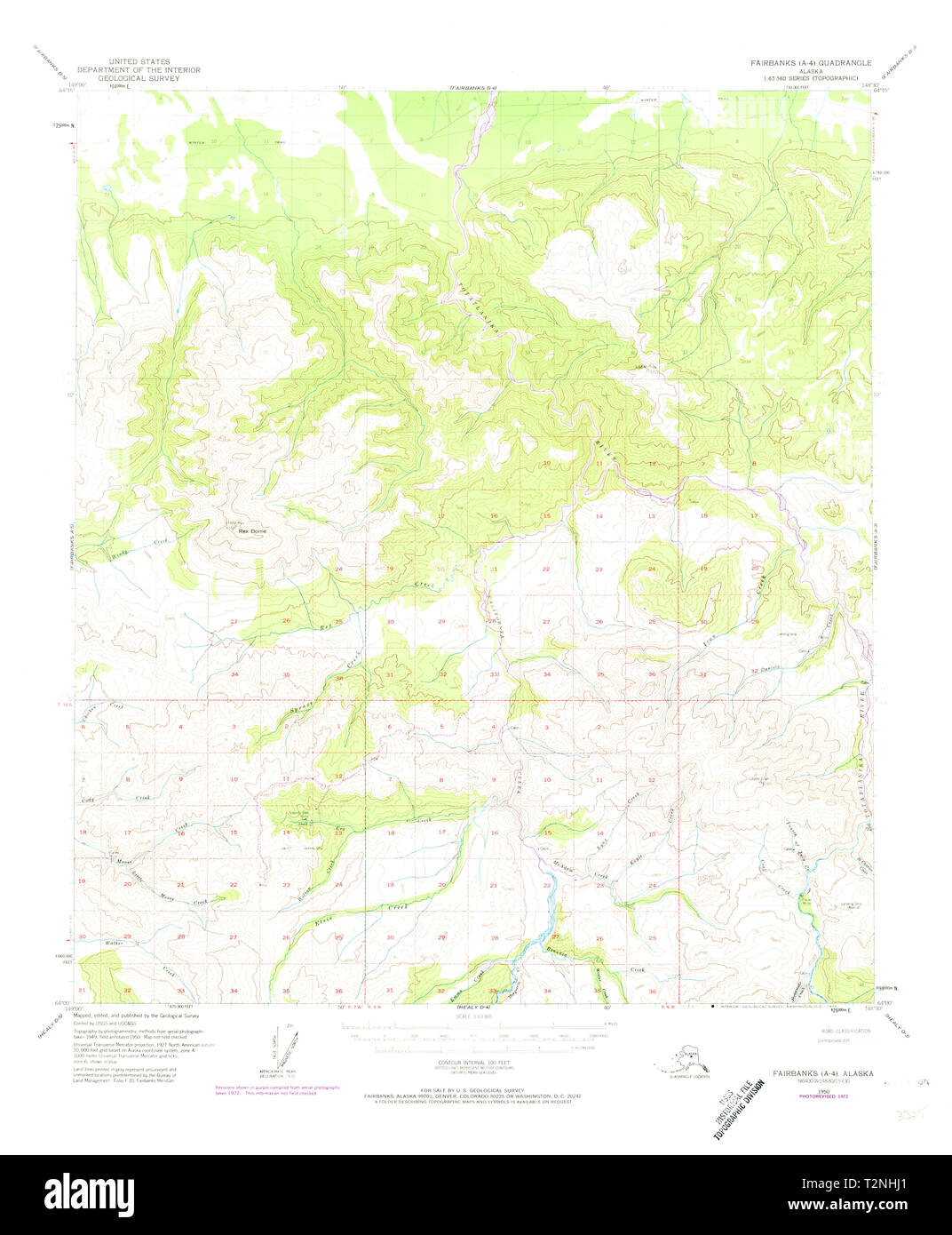 USGS TOPO Map Alaska AK Fairbanks - Usgs Topo Map Alaska Ak Fairbanks A 4 355536 1950 63360 Restoration T2NHJ1 