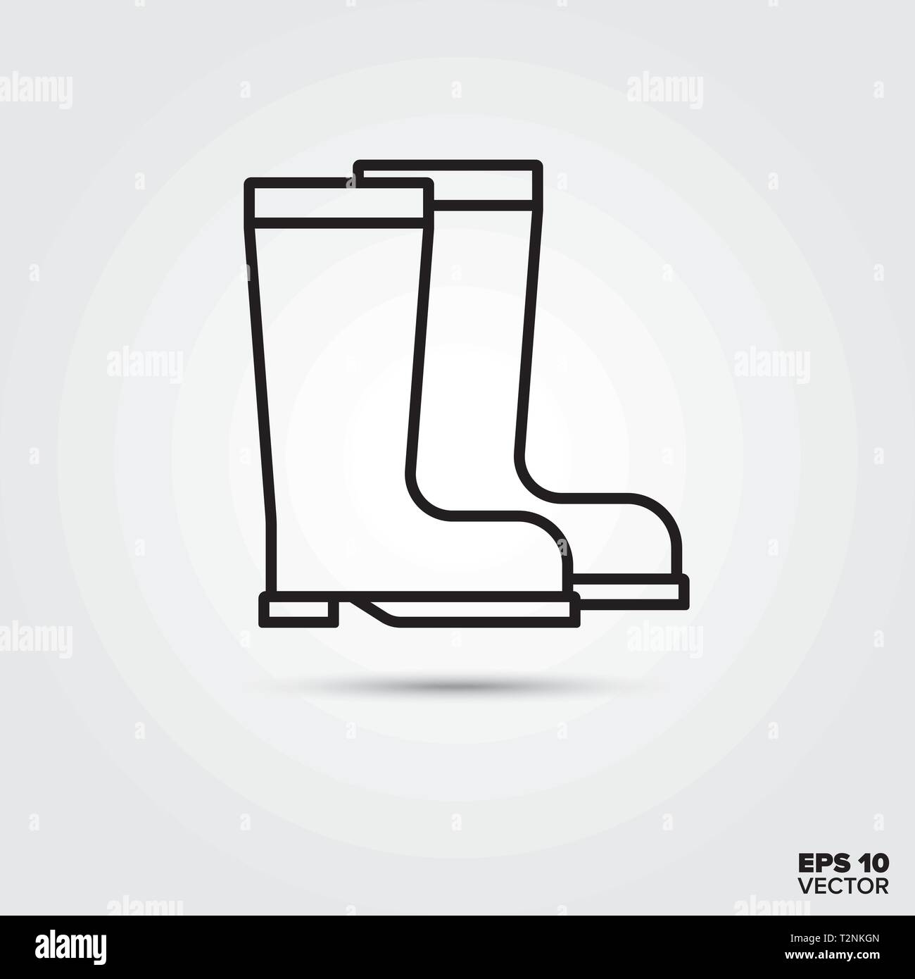 Rubber boots line icon. EPS 10 vector rain boots symbol. Stock Vector
