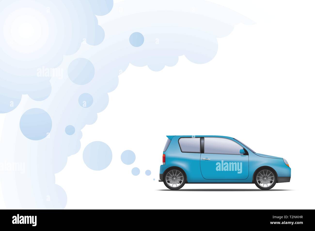 Hydrogen powered environmentally friendly car exhausting water vapor Stock Vector