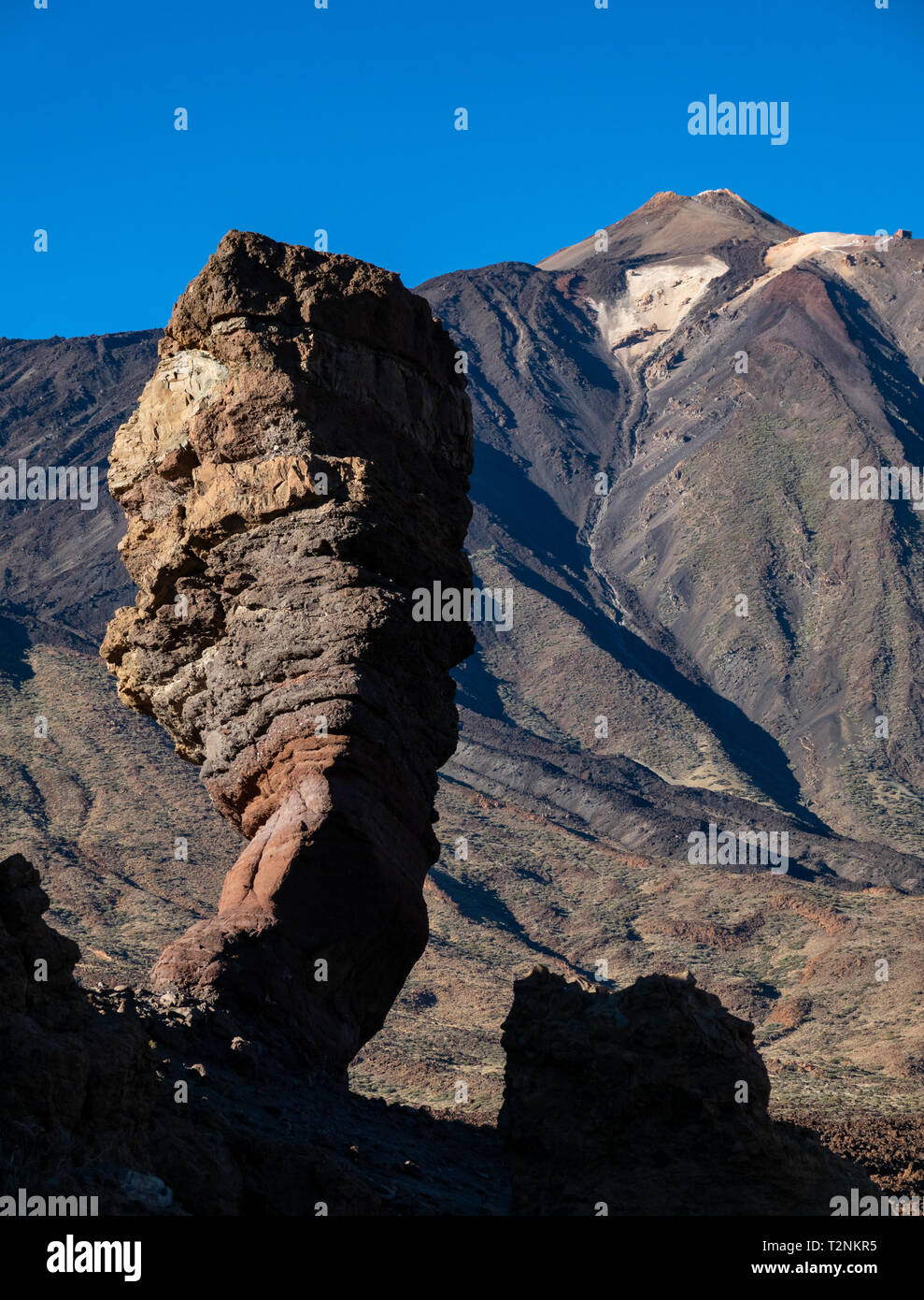 Teide volcano and Roques de Garcia iconic rock in Tenerife, vertical ...
