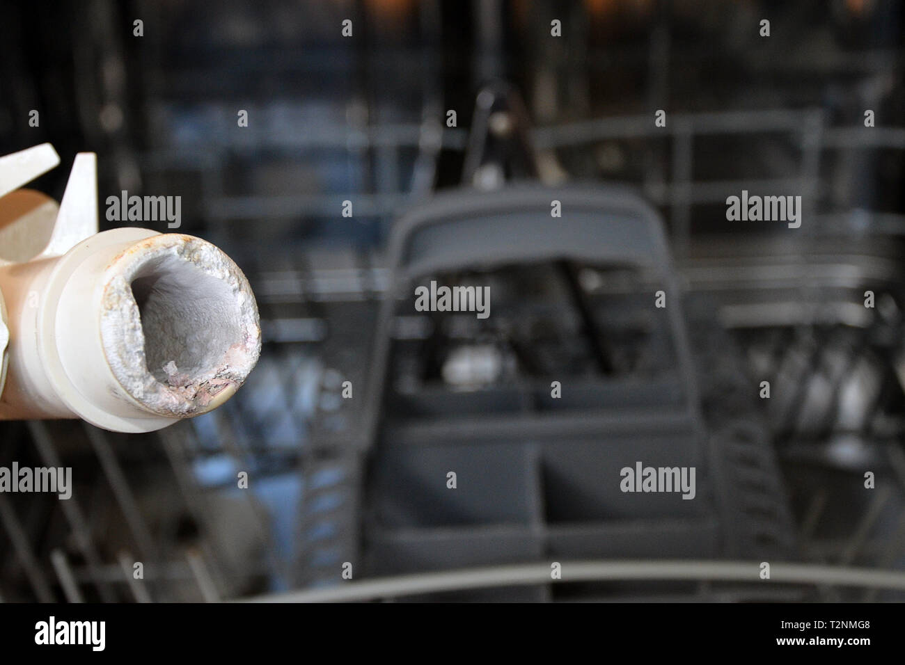 limescale build up in domestic dish washer Stock Photo Alamy