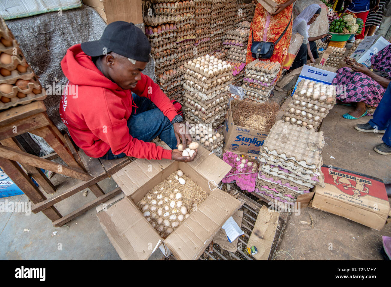 Eggs  for sale , Kimironko Market , Kigali Rwanda Stock Photo