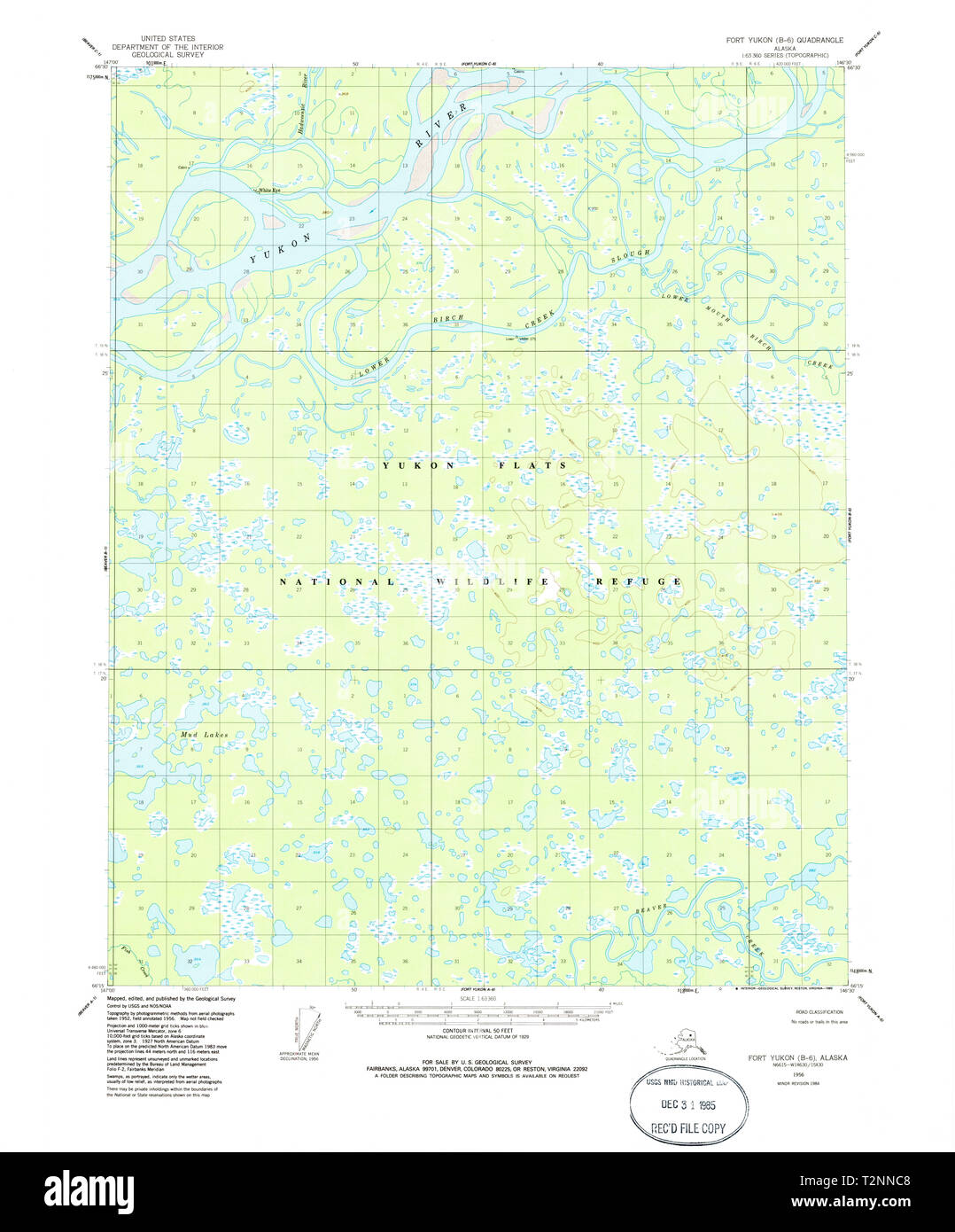 USGS TOPO Map Alaska AK Fort Yukon B-6 355697 1956 63360 Restoration Stock Photo