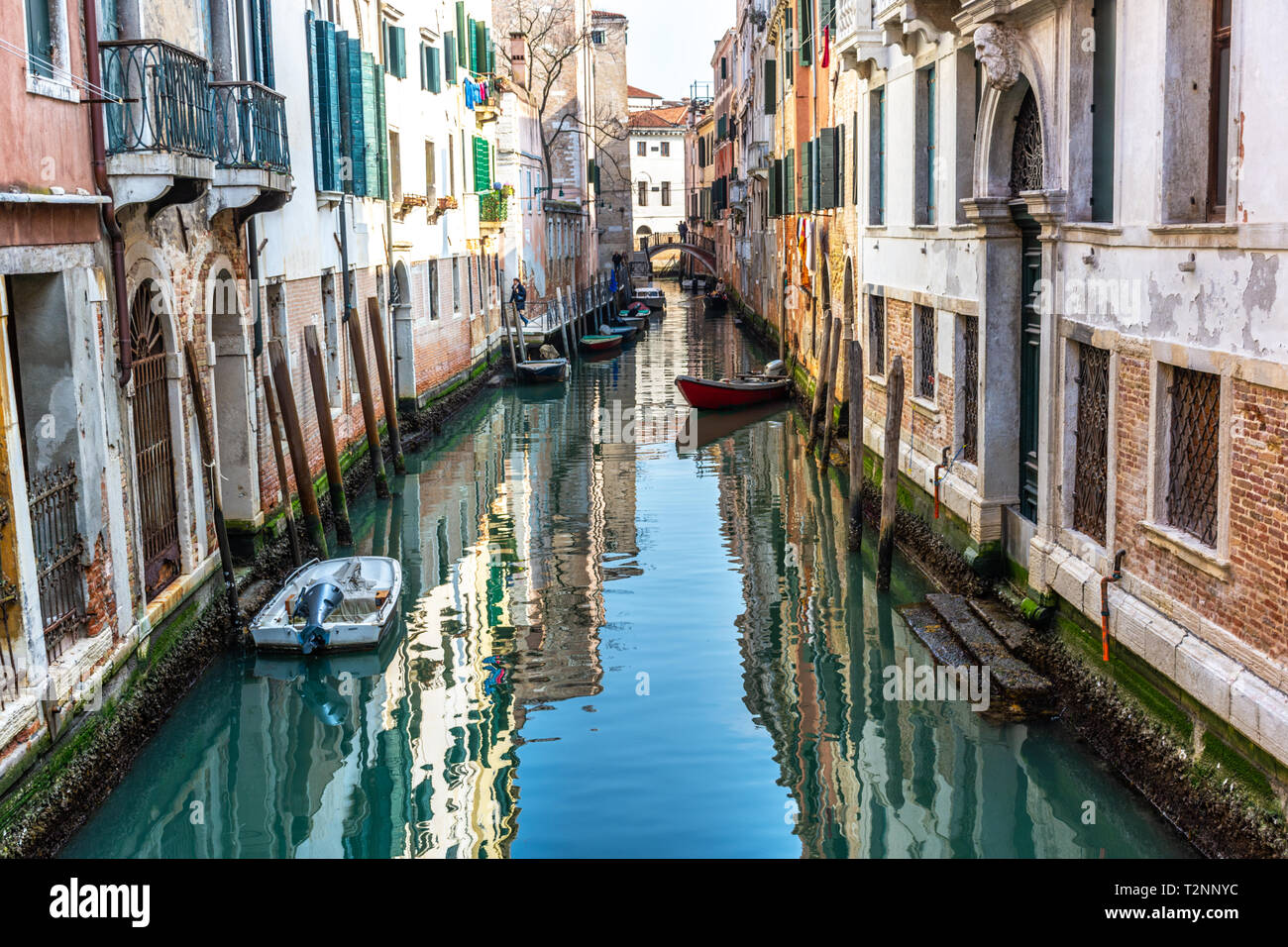 Canal in Venice with traditional old houses, Italy Stock Photo - Alamy