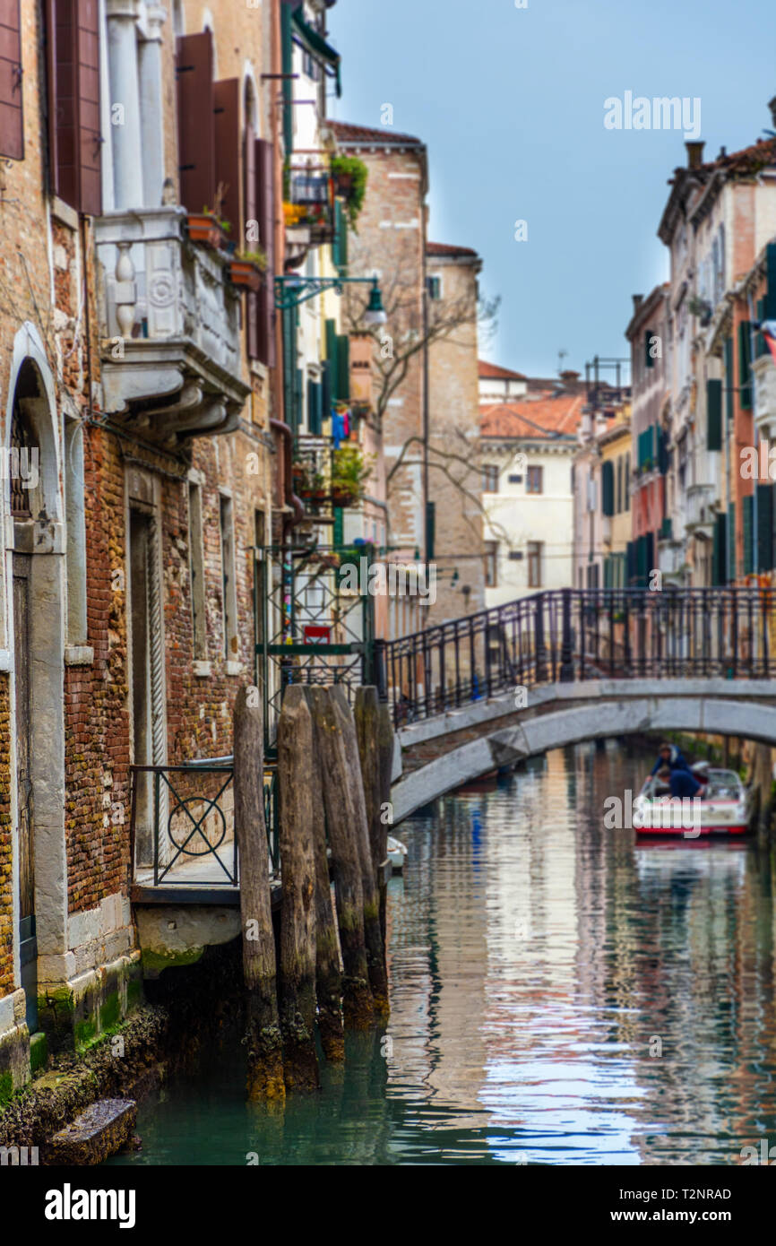 Canal in Venice with traditional old houses, Italy Stock Photo - Alamy