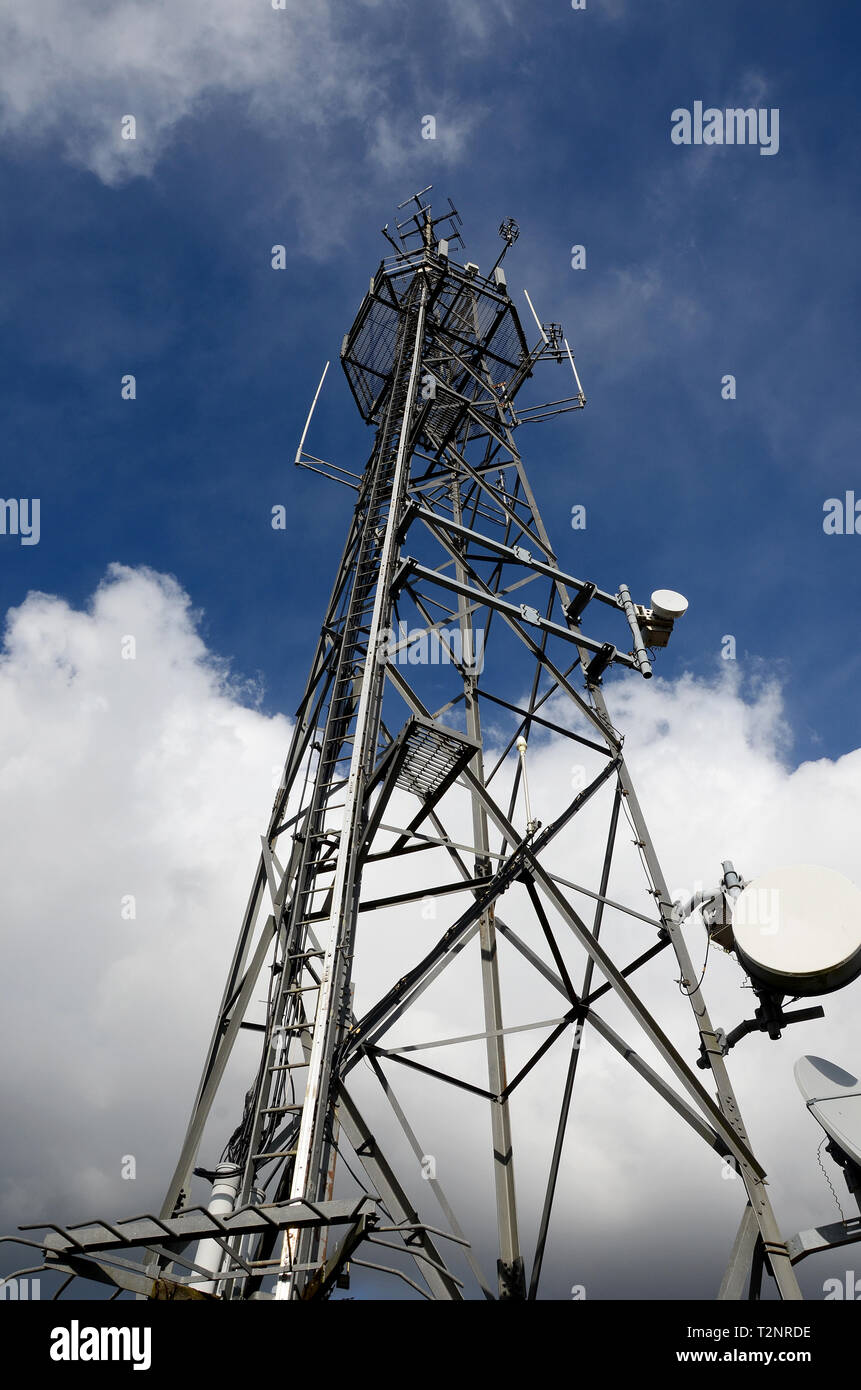 Radio and Telephone, Telecommunications tower Stock Photo