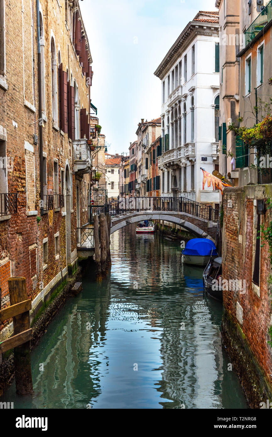 Canal in Venice with traditional old houses, Italy Stock Photo - Alamy