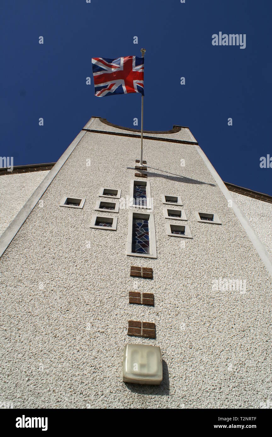 union Jack on Sandown Road Free Presbyterian Church, Belfast Stock Photo