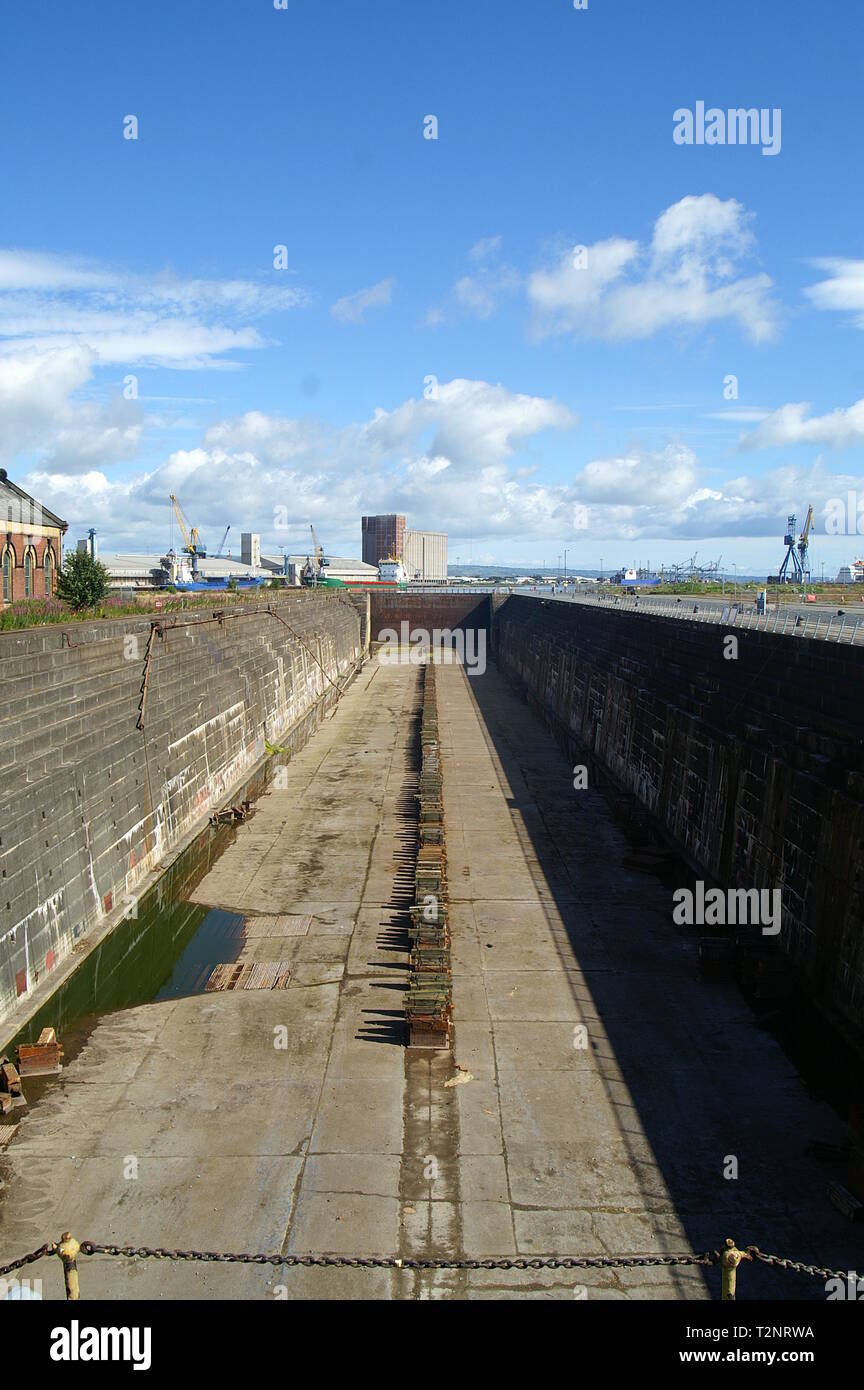Titanic dry dock, Thompson graving dock, RMS Titanic, Belfast ship yard Stock Photo